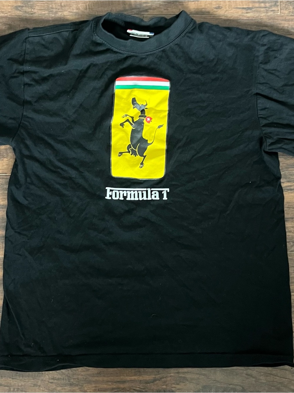 Formula 1 Black Graphic Tee with Yellow Emblem